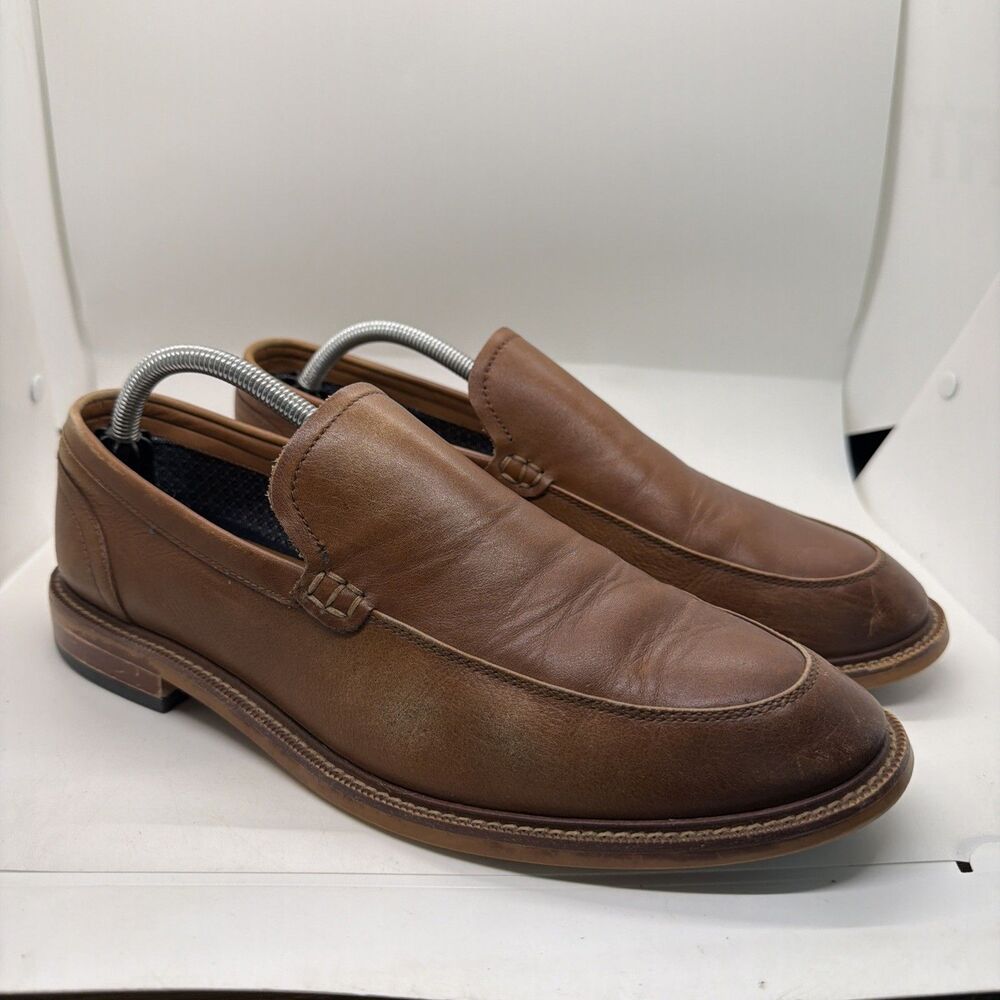 Aston Grey Men’s Salkin Brown Leather Loafers Size 10
